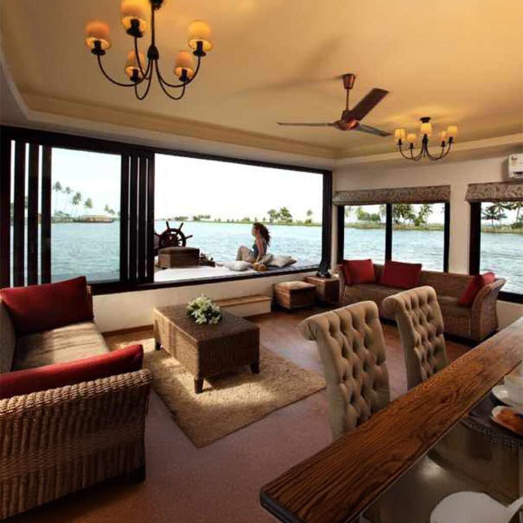 Luxurious lounge of Best houseboats in Alleppey